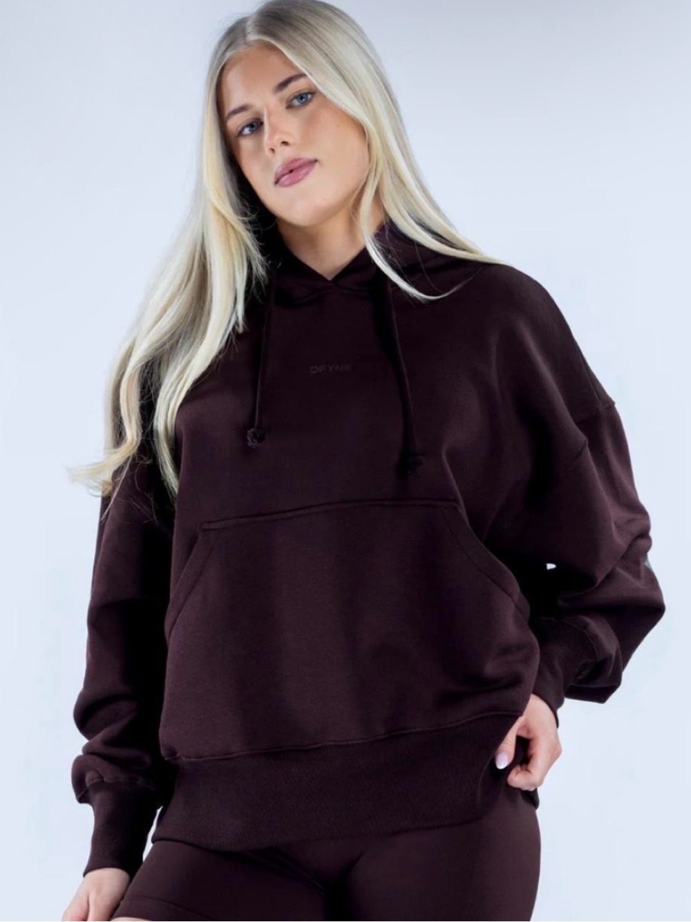Relaxed Chocolate Brown Hoodie with Subtle Logo - Unbranded